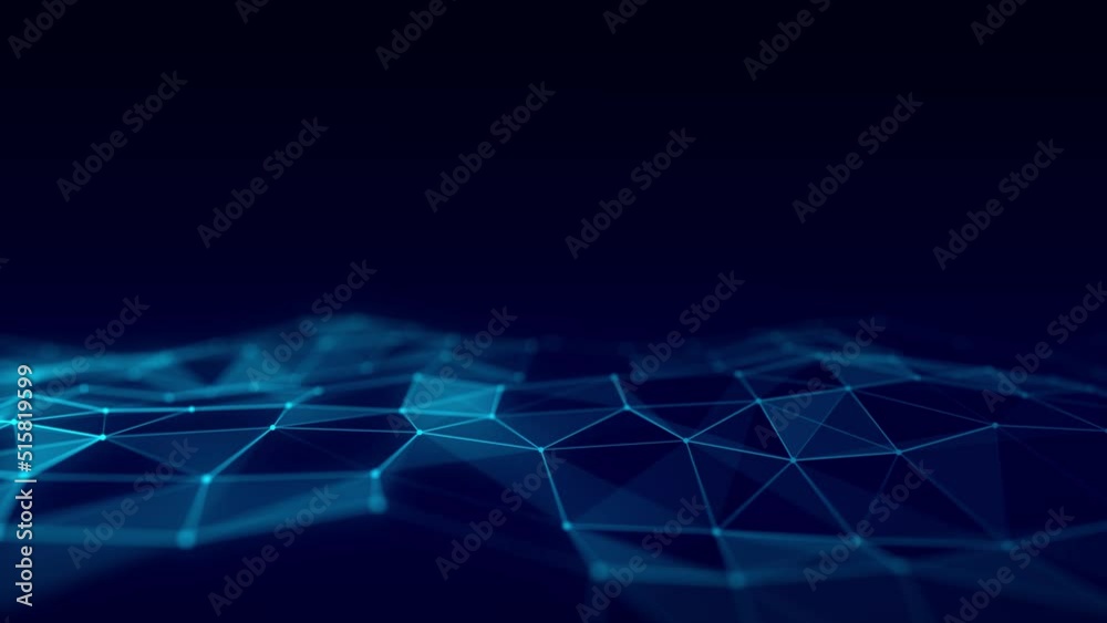 Aufkleber Wave of particles and lines. Big data visualization. Abstract background with a dynamic wave. 3d rendering.