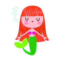 
little mermaid on the white background
