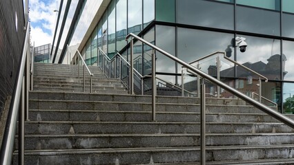 Concrete stairs for glass buildings