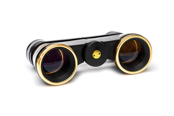 Vintage binoculars isolated on white background