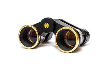 Vintage binoculars isolated on white background