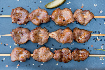 chicken heart skewers