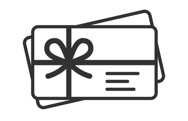 Credit card stack with ribbon gift cards icon
