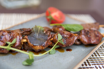 chicken heart skewers