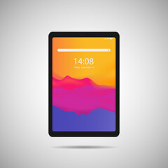 Realistic tablet PC. Vector illustration in trendy thin frame design with front side view.