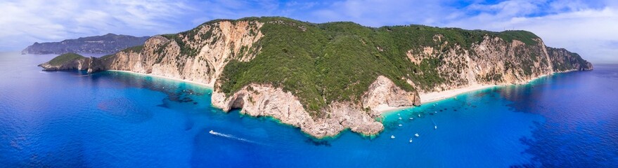 Greece, Ionian islands. Best beaches of Corfu.  impressive Paradise beach and Stelaris beach under...