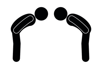 japanese bow icon, asian greeting illustration