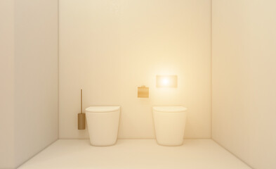 Fototapeta na wymiar Bathroom interior bathtub. 3D rendering., Sunset.