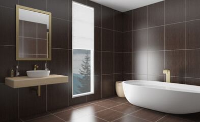 Fototapeta na wymiar Abstract toilet and bathroom interior for background. 3D rendering.