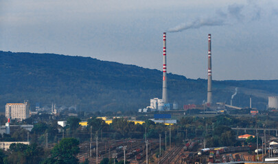 View on industrial area in Usti nad Labem, Czechia