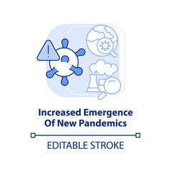 Increased emergence of new pandemics light blue concept icon. Overpopulation effect abstract idea thin line illustration. Isolated outline drawing. Editable stroke. Arial, Myriad Pro-Bold fonts used