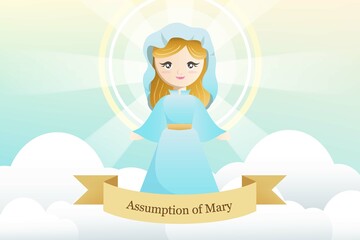 Assumption of Mary heaven light cartoon