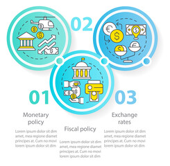 Inflation causes circle infographic template. Economic crisis. Data visualization with 3 steps. Editable timeline info chart. Workflow layout with line icons. Myriad Pro-Regular font used