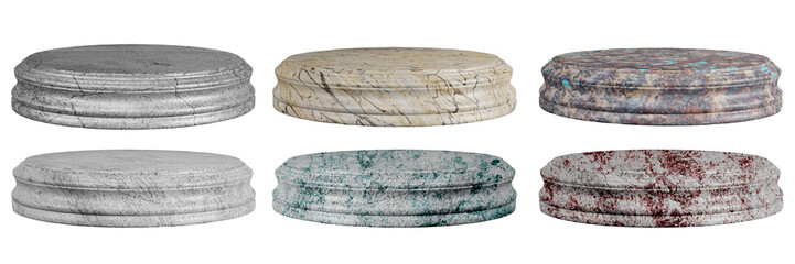 marble podium display stand mockup stage wooden products set included 3d illustration isolated on a white background with clipping path