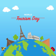 World Tourism Day Flat Illustration vector
