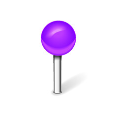 Violet pin isolated on a white background