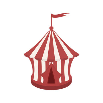 Circus tent with a red flag on the roof