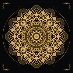 ornamental mandala design in gold color. vector	

