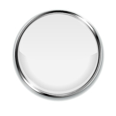 White 3d button isolated on a white background