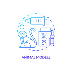 Animal models blue gradient concept icon. Experimental models. Pandemic preparedness preclinical research abstract idea thin line illustration. Isolated outline drawing. Myriad Pro-Bold fonts used