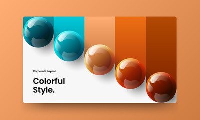 Bright book cover vector design template. Colorful realistic balls front page concept.