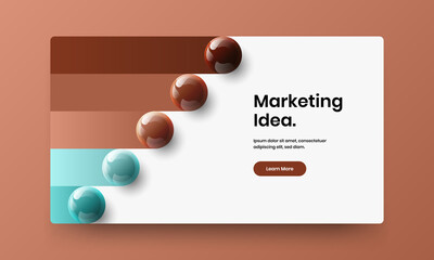 Clean 3D balls web banner concept. Premium leaflet vector design template.