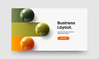 Simple realistic balls brochure layout. Fresh site screen design vector template.