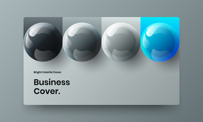 Bright corporate identity design vector template. Modern 3D spheres journal cover concept.