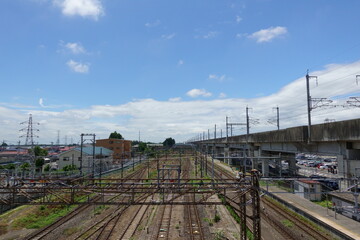 Fototapeta premium JR宇都宮線（東北本線）、黒磯駅のホーム側（東京方面の風景）