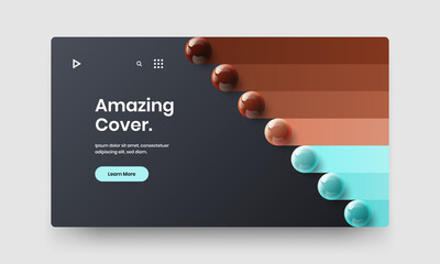 Simple corporate brochure vector design layout. Bright realistic balls site concept.