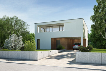 Moderne Villa am Tag - 515833563