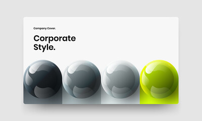 Unique presentation vector design layout. Geometric 3D spheres placard template.