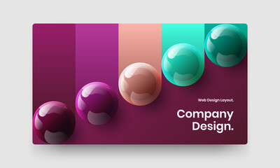 Multicolored catalog cover design vector template. Minimalistic 3D balls handbill concept.