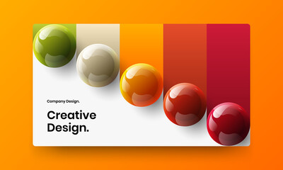 Premium 3D spheres horizontal cover layout. Multicolored landing page design vector illustration.