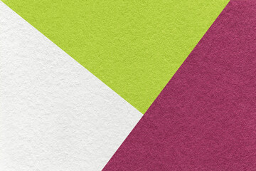 Fototapeta premium Texture of craft white, green and purple shade color paper background, macro. Structure of abstract wine cardboard