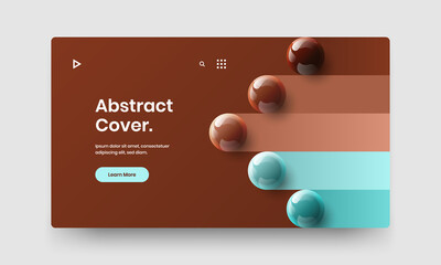 Simple realistic spheres handbill concept. Clean horizontal cover design vector layout.