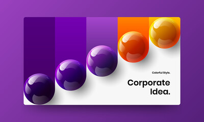 Minimalistic corporate brochure vector design template. Modern realistic spheres pamphlet illustration.