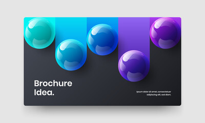 Amazing realistic spheres brochure layout. Unique banner vector design template.