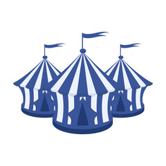 Circus tent with a blue flag on the roof.