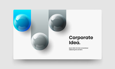 Simple realistic spheres landing page concept. Vivid catalog cover vector design template.