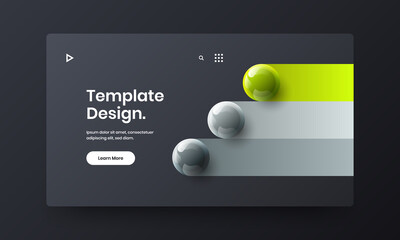 Isolated magazine cover design vector illustration. Colorful 3D balls site screen layout.