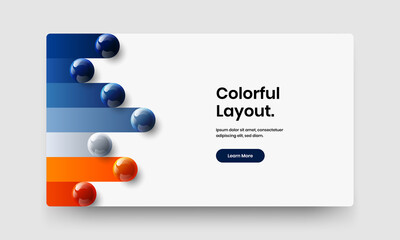 Clean annual report vector design concept. Abstract realistic balls web banner template.