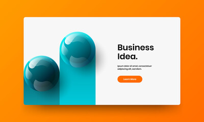 Colorful landing page vector design illustration. Trendy realistic spheres company brochure concept.