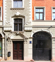 Fragment of the facade of a building. Riga, Latvia