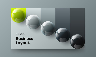 Minimalistic banner vector design layout. Premium 3D spheres brochure concept.