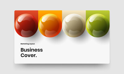 Colorful journal cover design vector concept. Simple realistic balls leaflet template.