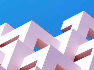 Abstract pink parametric architecture template. 3 d