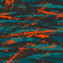 Vector seamless camo tiger stripe army fatigue pattern design - obrazy, fototapety, plakaty