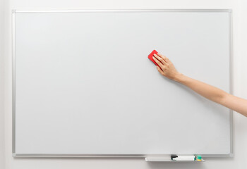 Image of white board with small cads and to do list. Magnetic white board.
