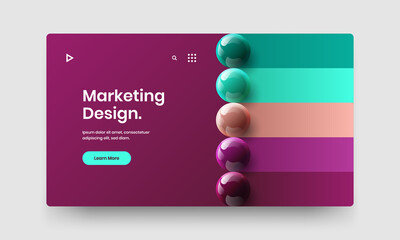 Isolated 3D balls landing page illustration. Multicolored company cover vector design template.